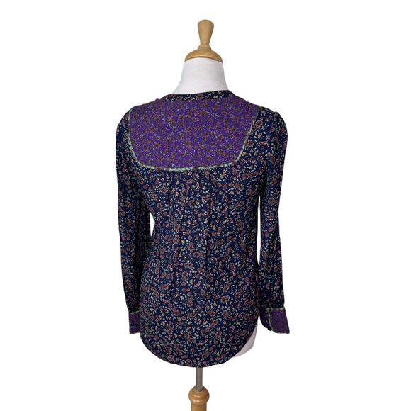 VERONICA BEARD Betta floral blouse Green Purple Size 0 NWT - Picture 4 of 16